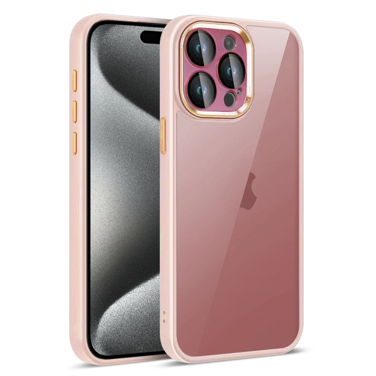 For iPhone 15 Pro Colorful Armor Lens Film Translucent Phone Case(Pink) by buy2fix