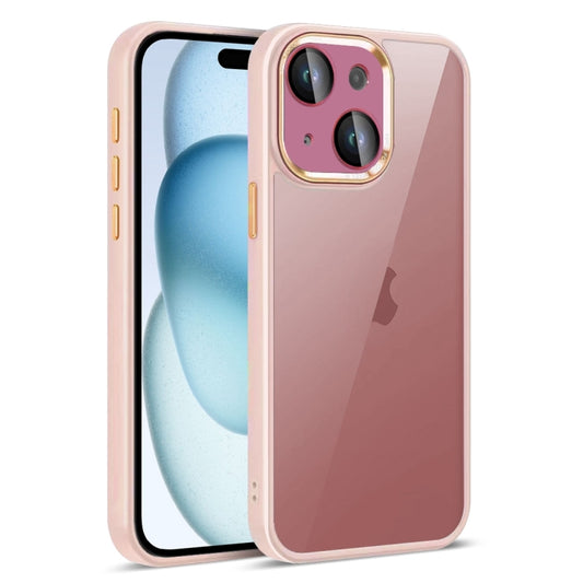 For iPhone 15 Plus Colorful Armor Lens Film Translucent Phone Case(Pink) by buy2fix