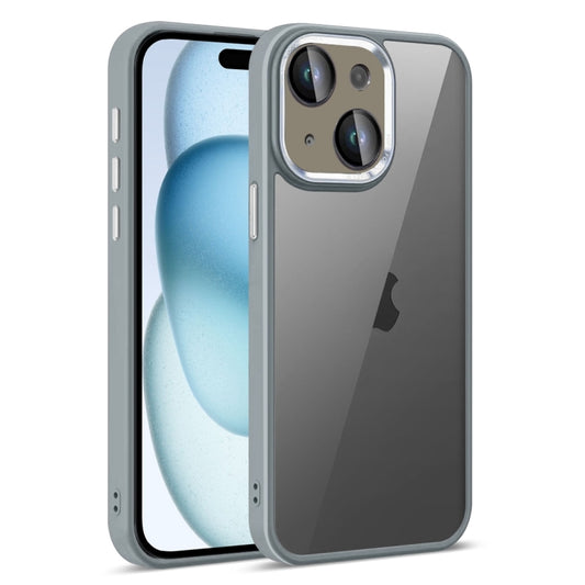 For iPhone 15 Colorful Armor Lens Film Translucent Phone Case(Grey) by buy2fix