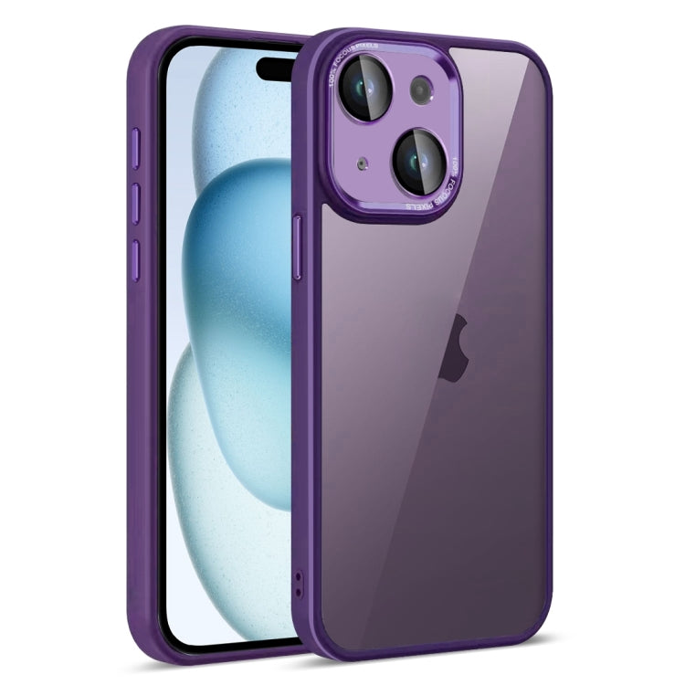 For iPhone 15 Colorful Armor Lens Film Translucent Phone Case(Purple) by buy2fix