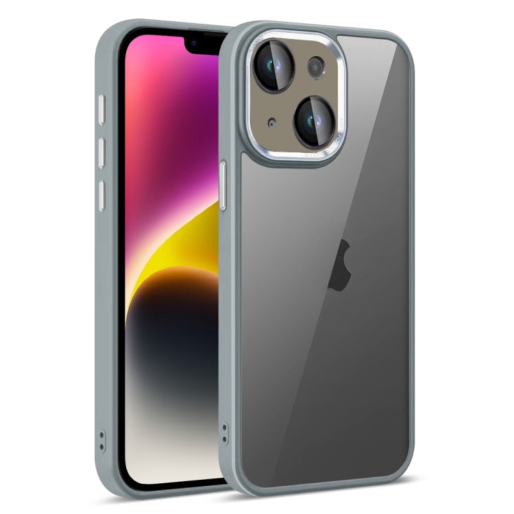 For iPhone 14 Plus Colorful Armor Lens Film Translucent Phone Case(Grey) by buy2fix