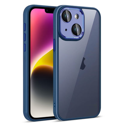 For iPhone 14 Plus Colorful Armor Lens Film Translucent Phone Case(Blue) by buy2fix
