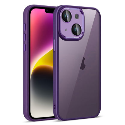 For iPhone 14 Plus Colorful Armor Lens Film Translucent Phone Case(Purple) by buy2fix