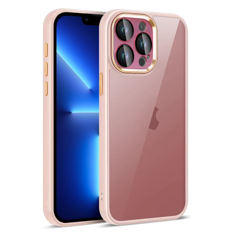For iPhone 13 Pro Colorful Armor Lens Film Translucent Phone Case(Pink) by buy2fix