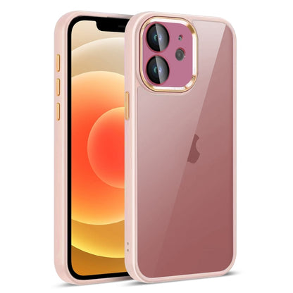 For iPhone 12 Colorful Armor Lens Film Translucent Phone Case(Pink) by buy2fix