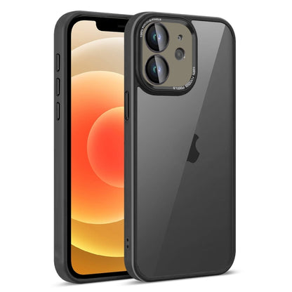 For iPhone 12 Colorful Armor Lens Film Translucent Phone Case(Black) by buy2fix