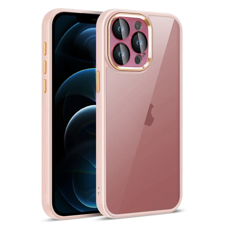 For iPhone 12 Pro Max Colorful Armor Lens Film Translucent Phone Case(Pink) by buy2fix