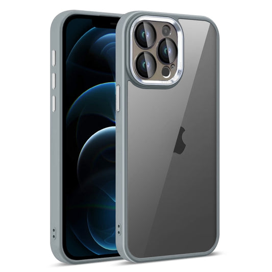 For iPhone 12 Pro Max Colorful Armor Lens Film Translucent Phone Case(Grey) by buy2fix