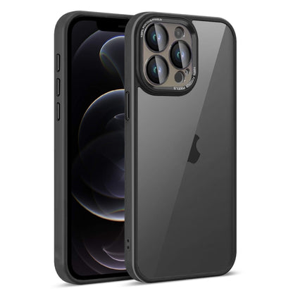 For iPhone 12 Pro Colorful Armor Lens Film Translucent Phone Case(Black) by buy2fix