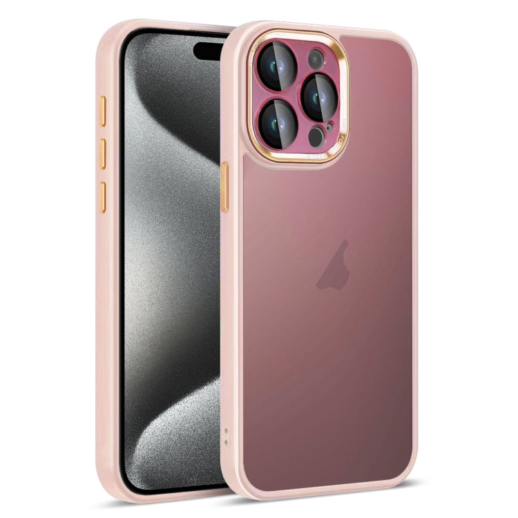 For iPhone 15 Pro Max Colorful Armor Lens Film Translucent Skin Feel Phone Case(Pink) by buy2fix