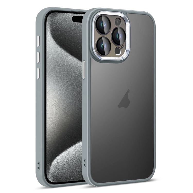 For iPhone 15 Pro Colorful Armor Lens Film Translucent Skin Feel Phone Case(Grey) by buy2fix