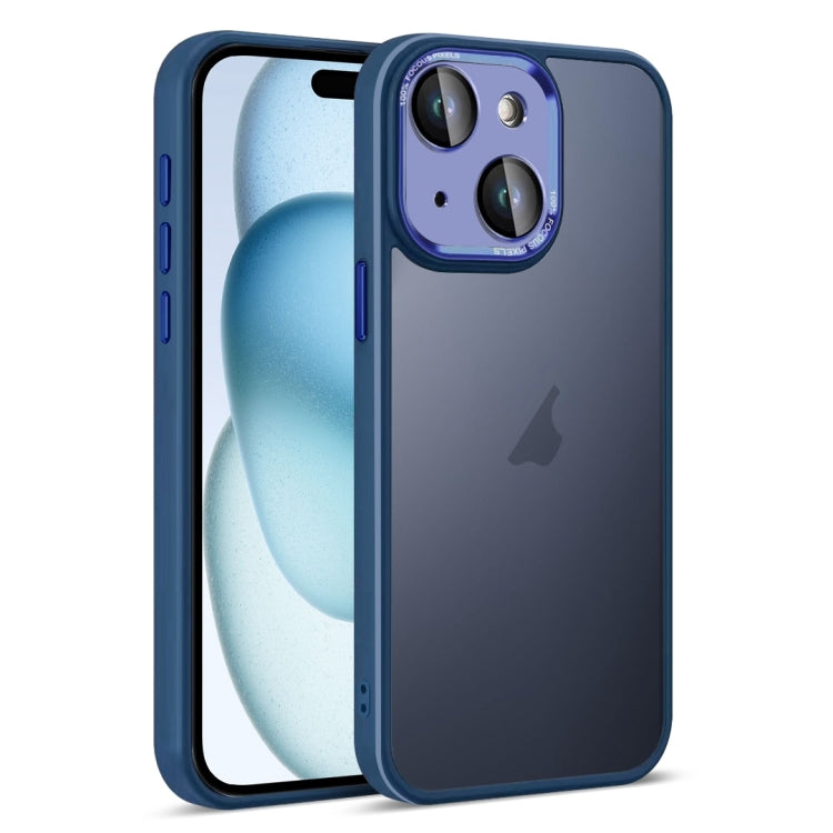 For iPhone 15 Plus Colorful Armor Lens Film Translucent Skin Feel Phone Case(Blue) by buy2fix