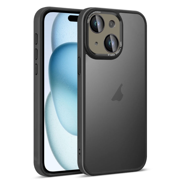 For iPhone 15 Colorful Armor Lens Film Translucent Skin Feel Phone Case(Black) by buy2fix