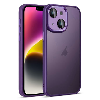 For iPhone 14 Plus Colorful Armor Lens Film Translucent Skin Feel Phone Case(Purple) by buy2fix