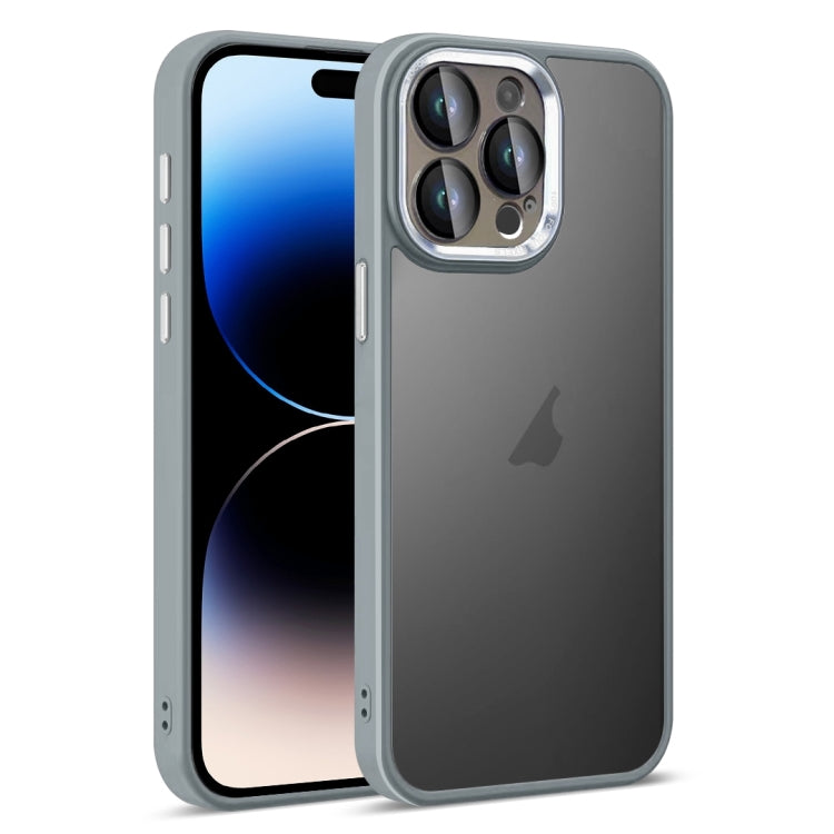 For iPhone 14 Pro Colorful Armor Lens Film Translucent Skin Feel Phone Case(Grey) by buy2fix