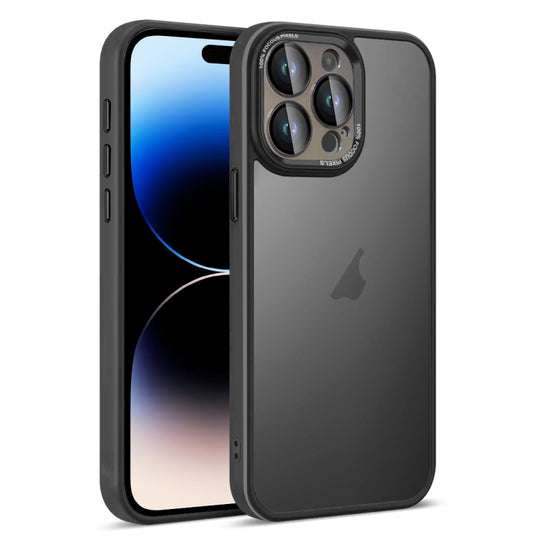 For iPhone 14 Pro Max Colorful Armor Lens Film Translucent Skin Feel Phone Case(Black)