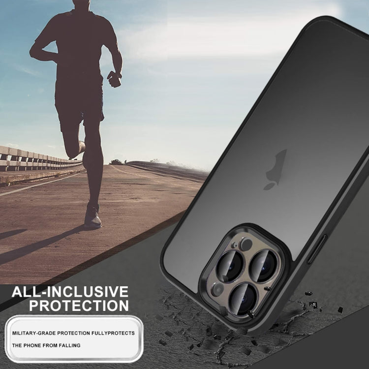 For iPhone 14 Pro Colorful Armor Lens Film Translucent Skin Feel Phone Case(Grey) by buy2fix