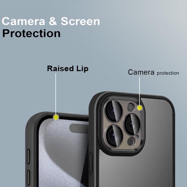 For iPhone 15 Colorful Armor Lens Film Translucent Skin Feel Phone Case(Black) by buy2fix
