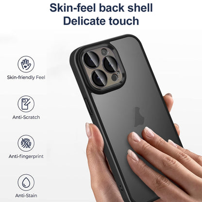 For iPhone 14 Pro Colorful Armor Lens Film Translucent Skin Feel Phone Case(Grey) by buy2fix