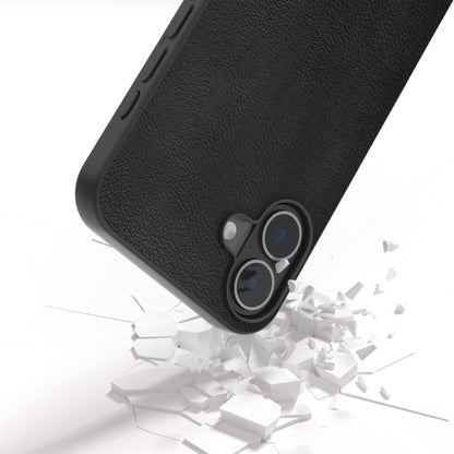 For iPhone 16 Plus PU Leather Black Frame Full Coverage Phone Case(Black) by buy2fix
