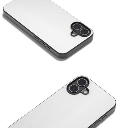 For iPhone 16 Plus PU Leather Black Frame Full Coverage Phone Case(Silver) by buy2fix