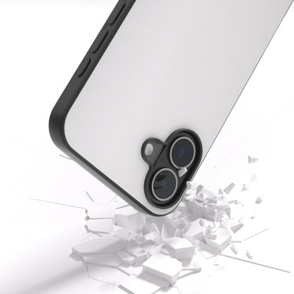 For iPhone 16 Plus PU Leather Black Frame Full Coverage Phone Case(Silver) by buy2fix