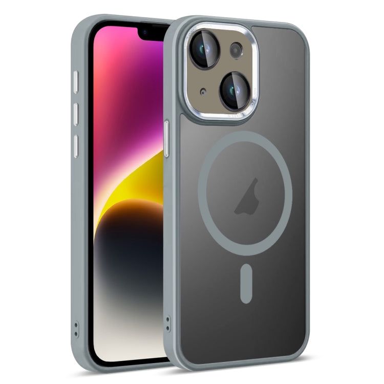 For iPhone 14 Plus Colorful Armor Lens Film Translucent Skin Feel MagSafe Phone Case(Grey) by buy2fix