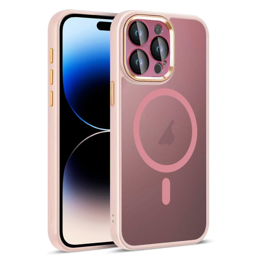 For iPhone 14 Pro Colorful Armor Lens Film Translucent Skin Feel MagSafe Phone Case(Pink) by buy2fix