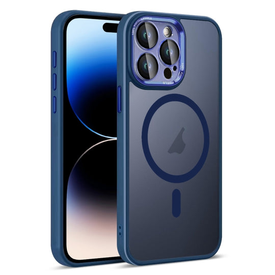 For iPhone 14 Pro Max Colorful Armor Lens Film Translucent Skin Feel MagSafe Phone Case(Blue)