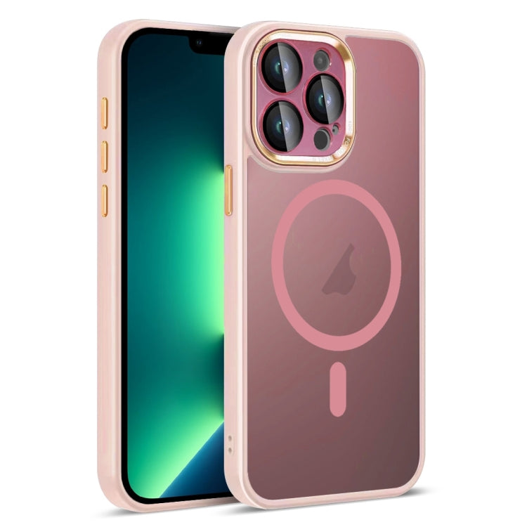 For iPhone 13 Pro Max Colorful Armor Lens Film Translucent Skin Feel MagSafe Phone Case(Pink) by buy2fix
