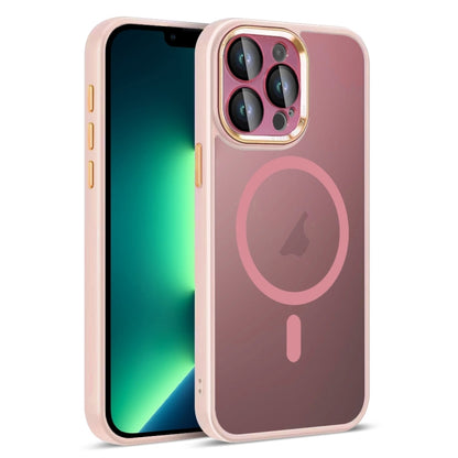 For iPhone 13 Pro Max Colorful Armor Lens Film Translucent Skin Feel MagSafe Phone Case(Pink) by buy2fix