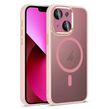 For iPhone 13 Colorful Armor Lens Film Translucent Skin Feel MagSafe Phone Case(Pink) by buy2fix