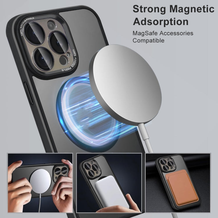 For iPhone 15 Plus Colorful Armor Lens Film Translucent Skin Feel MagSafe Phone Case(Black) by buy2fix