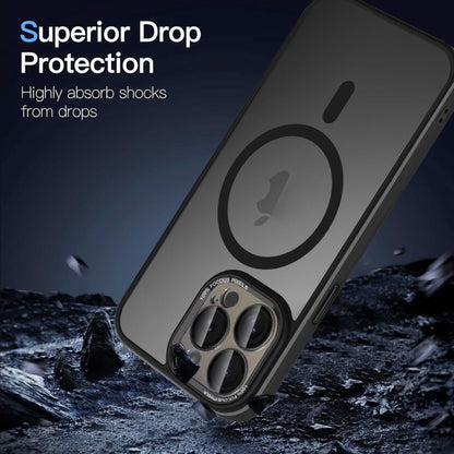For iPhone 12 Colorful Armor Lens Film Translucent Skin Feel MagSafe Phone Case(Black) by buy2fix