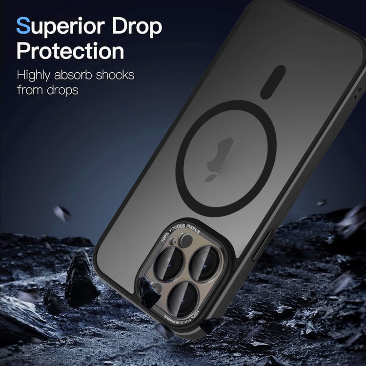 For iPhone 15 Plus Colorful Armor Lens Film Translucent Skin Feel MagSafe Phone Case(Black) by buy2fix