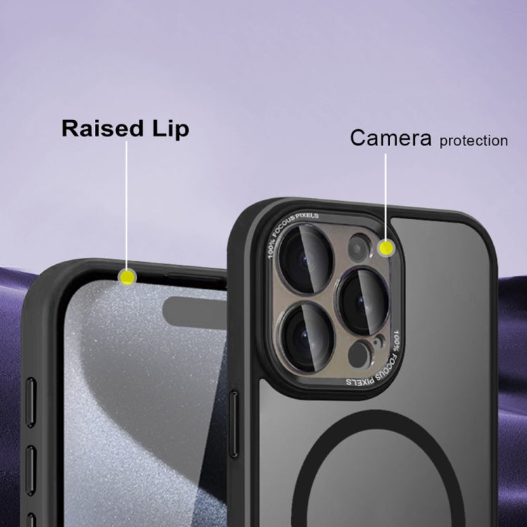 For iPhone 15 Plus Colorful Armor Lens Film Translucent Skin Feel MagSafe Phone Case(Black) by buy2fix