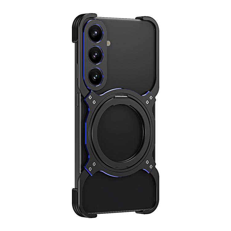 For Samsung Galaxy S24+ 5G Mechanical Arm Borderless MagSafe Holder Metal Phone Case(Black Blue) - Galaxy S24+ 5G Cases by buy2fix | Online Shopping UK | buy2fix