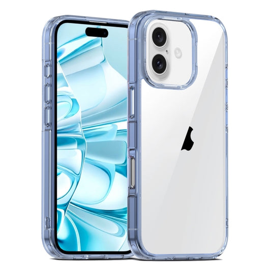 For iPhone 16 Plus PC Hybrid TPU Full Coverage Shockproof Phone Case(Transparent Blue) by buy2fix