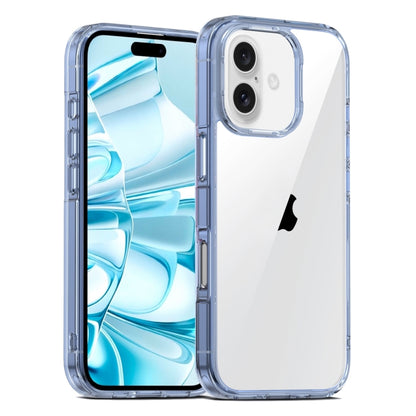 For iPhone 16 PC Hybrid TPU Full Coverage Shockproof Phone Case(Transparent Blue) - iPhone 16 Cases by buy2fix | Online Shopping UK | buy2fix