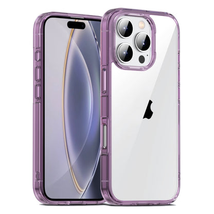 For iPhone 16 Pro PC Hybrid TPU Full Coverage Shockproof Phone Case(Transparent Purple) - iPhone 16 Pro Cases by buy2fix | Online Shopping UK | buy2fix