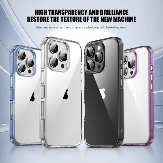 For iPhone 16 Plus PC Hybrid TPU Full Coverage Shockproof Phone Case(Transparent Purple) by buy2fix