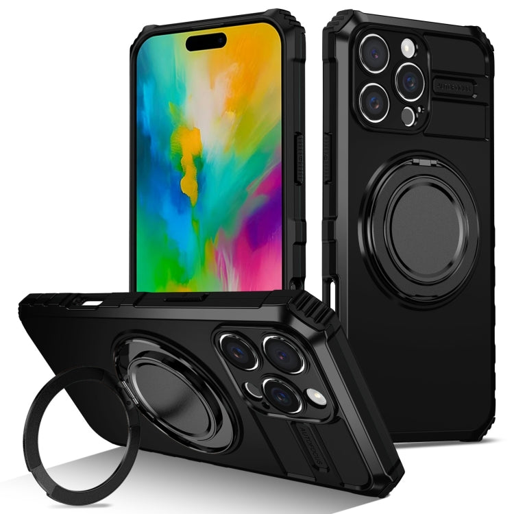 For iPhone 16 Pro Rotating Magnetic Holder Phone Case(Black) - iPhone 16 Pro Cases by buy2fix | Online Shopping UK | buy2fix