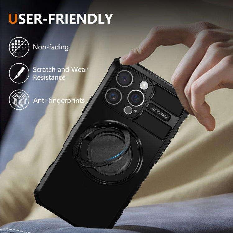 For iPhone 16 Pro Rotating Magnetic Holder Phone Case(Black) - iPhone 16 Pro Cases by buy2fix | Online Shopping UK | buy2fix