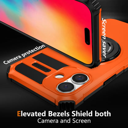 For iPhone 16 Plus Rotating Magnetic Holder Phone Case(Orange) - iPhone 16 Plus Cases by buy2fix | Online Shopping UK | buy2fix