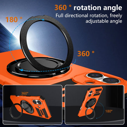 For iPhone 16 Plus Rotating Magnetic Holder Phone Case(Orange) - iPhone 16 Plus Cases by buy2fix | Online Shopping UK | buy2fix