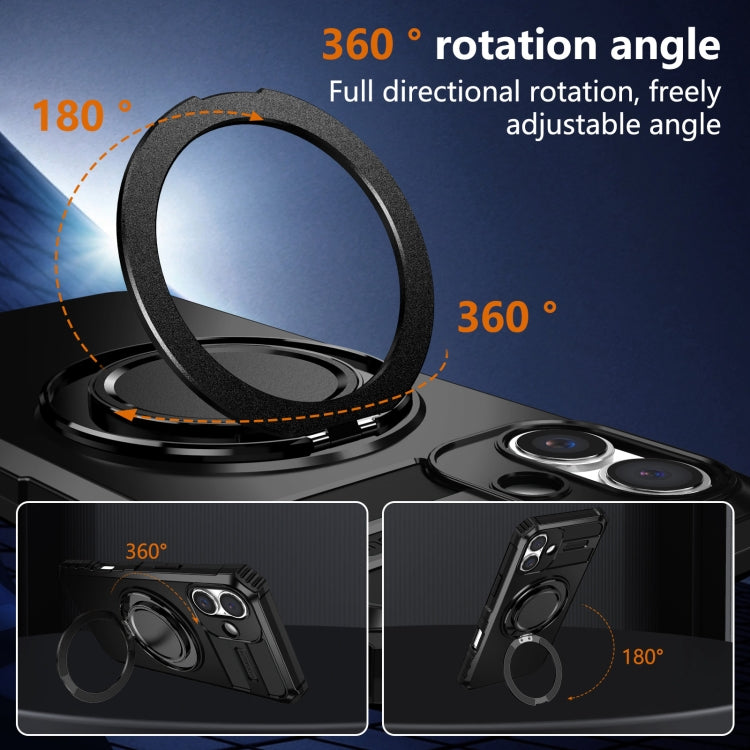 For iPhone 16 Plus Rotating Magnetic Holder Phone Case(Black) - iPhone 16 Plus Cases by buy2fix | Online Shopping UK | buy2fix