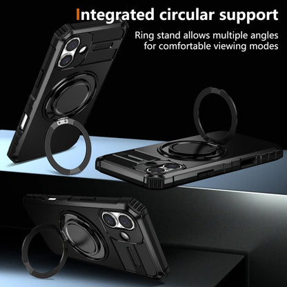 For iPhone 16 Rotating Magnetic Holder Phone Case(Black) - iPhone 16 Cases by buy2fix | Online Shopping UK | buy2fix