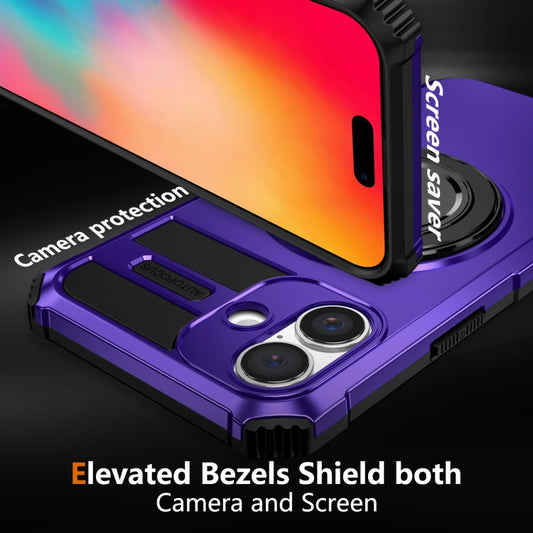For iPhone 16 Rotating Magnetic Holder Phone Case(Purple) by buy2fix