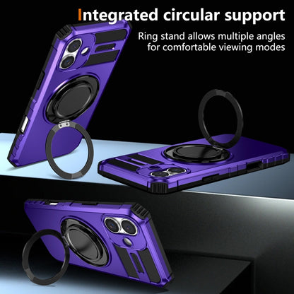 For iPhone 16 Rotating Magnetic Holder Phone Case(Purple) - iPhone 16 Cases by buy2fix | Online Shopping UK | buy2fix