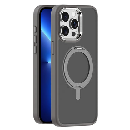 For iPhone 13 Pro Max Skin Feel Frosted MagSafe Magnetic Rotating Holder Phone Case(Dark Grey) - iPhone 13 Pro Max Cases by buy2fix | Online Shopping UK | buy2fix